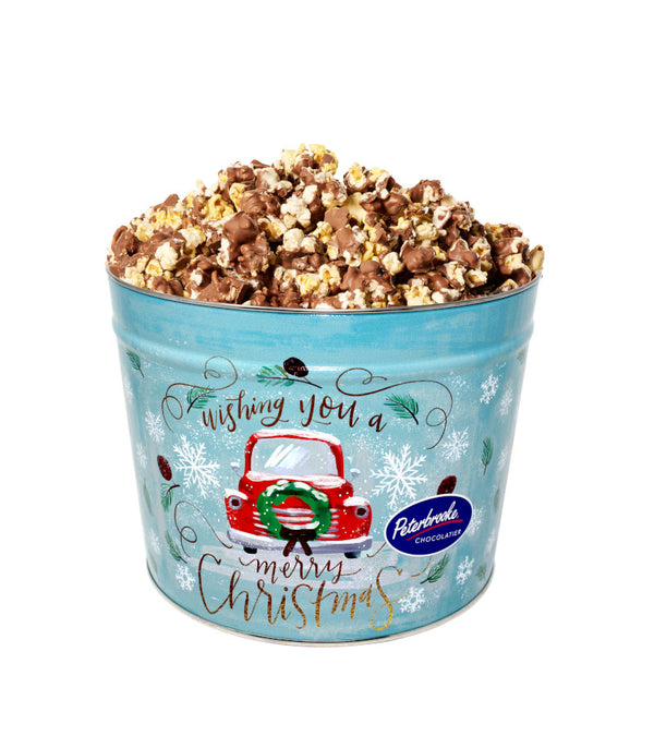 Milk Chocolate Covered Popcorn - Holiday Tin Vintage